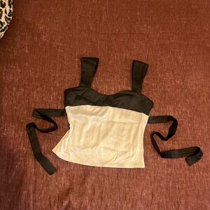 Black and white satin Top